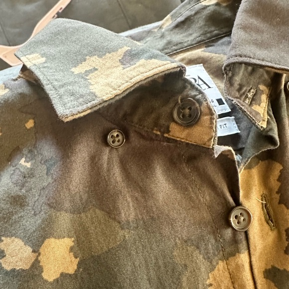 Zara Camo Pattern Long Sleeve Shirt Medium - Picture 4 of 8